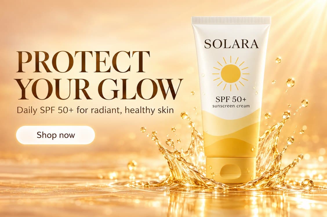 A sunscreen ad reading Protect your glow