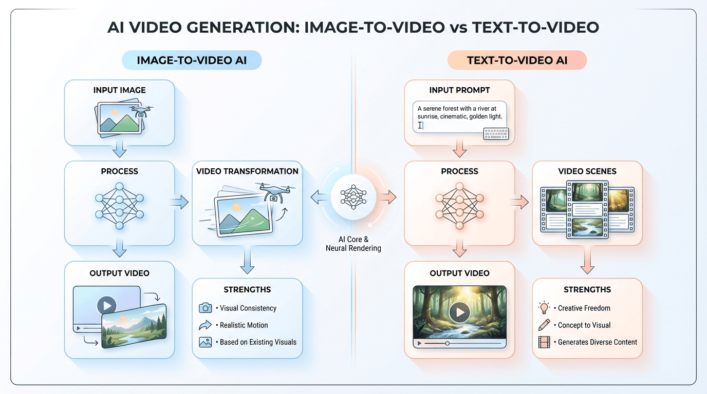 The Guide to AI Video Generator from Images vs Text to Video AI
