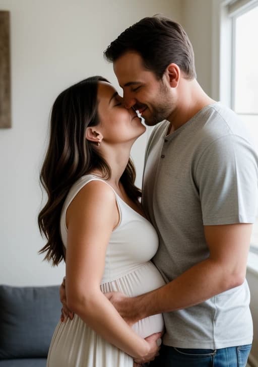 Expectant Parents Kiss with Hailuo AI