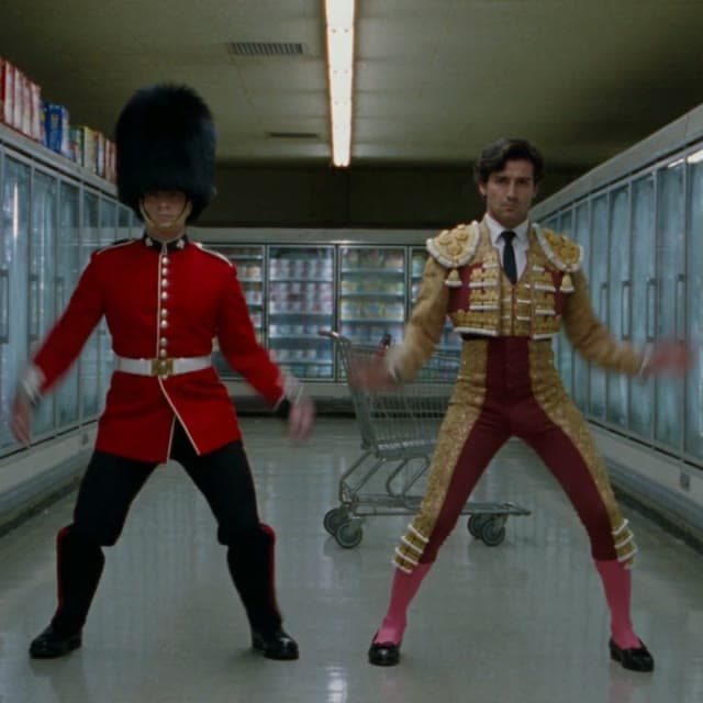 Result: the guard and the matador dance the same steps in a supermarket aisle