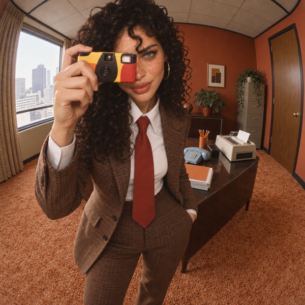 Output: the model with the camera in the office